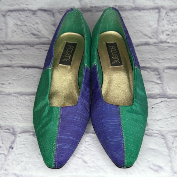 Jacqueline Vintage Two-Tone Green and Purple Pumps Size 8 - Picture 1 of 7